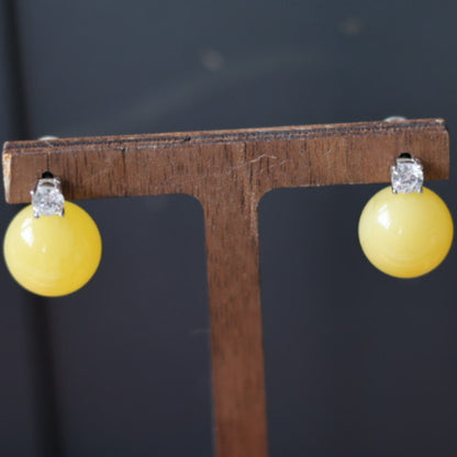 Natural Raw Ore Amber Stud Earrings