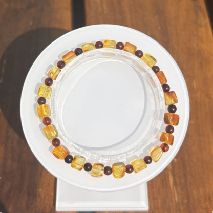 Golden amber square bracelet