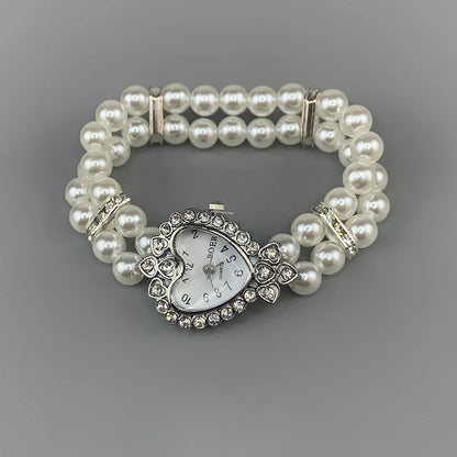 Heart-shaped hot girl pearl electronic watch