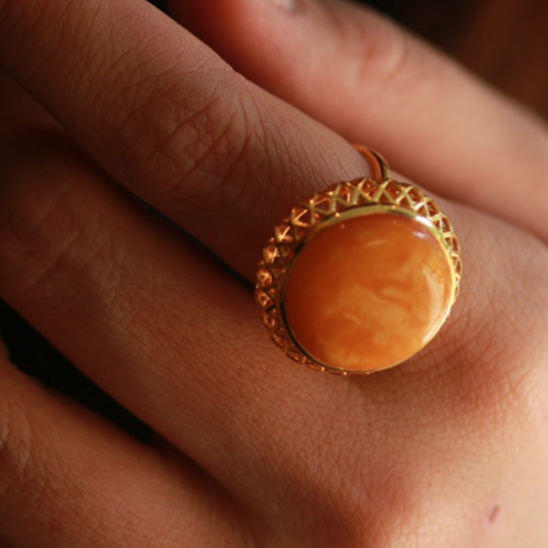 Natural Aged Amber Ring