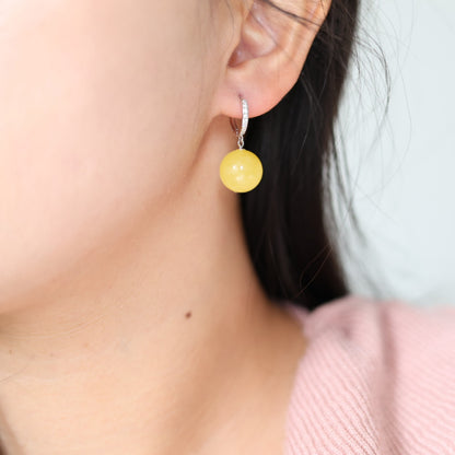 Natural Raw Mine Chicken Fat Yellow Beeswax Earrings