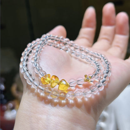 Natural White Crystal Double-Strand Bracelet
