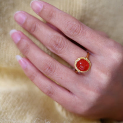Natural Baoshan Nanhong Agate Ring