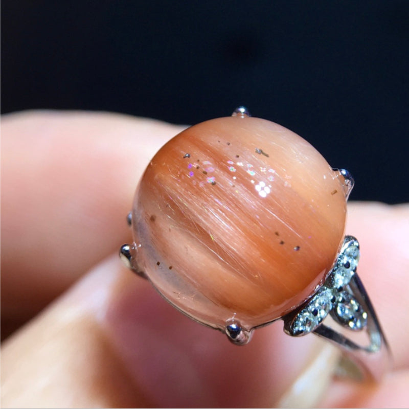 Natural Red Rabbit Hair Quartz Ring