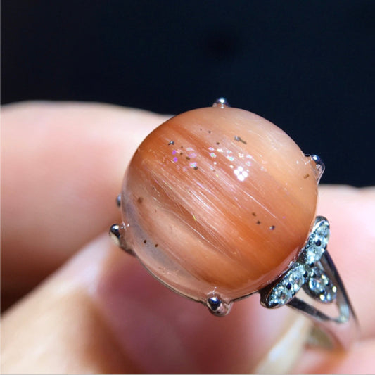 Natural Red Rabbit Hair Quartz Ring