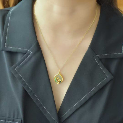 925 Silver Inlaid Nephrite Diamond-Shaped Phoenix Pendant