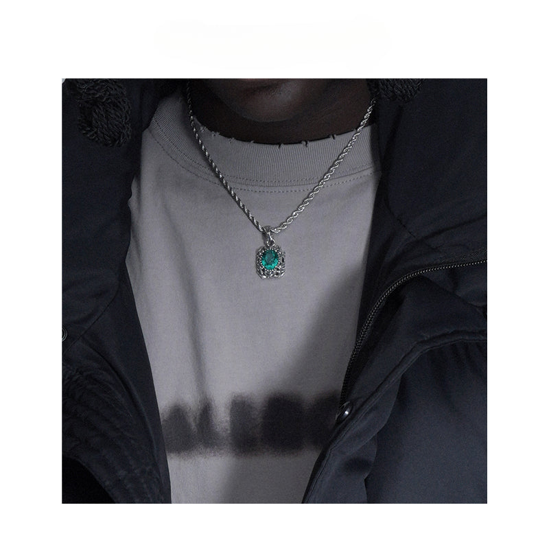 Emerald pendant hip-hop necklace