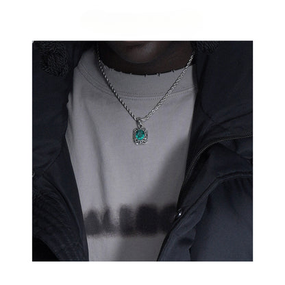 Emerald pendant hip-hop necklace