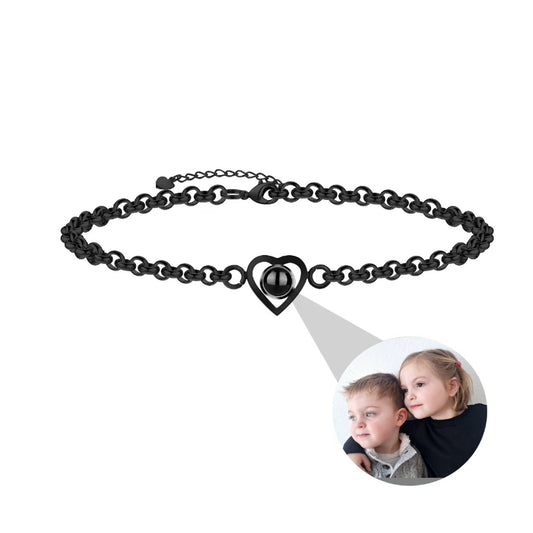 Photo projection heart circle hand chain