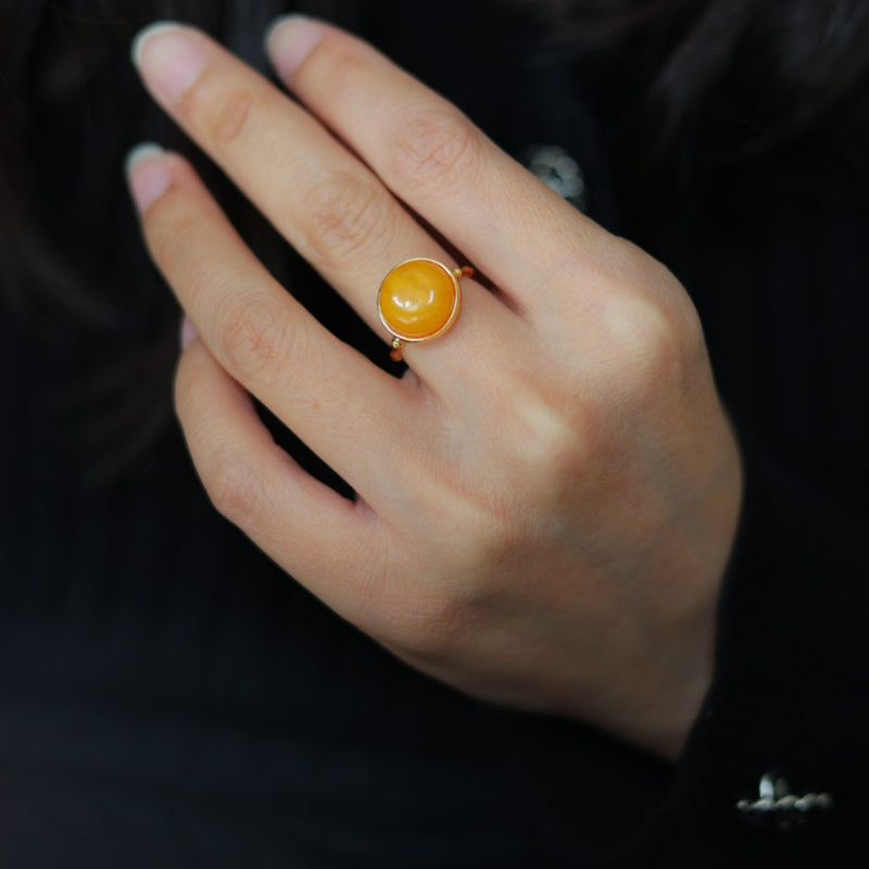 Natural Beeswax Amber Ring