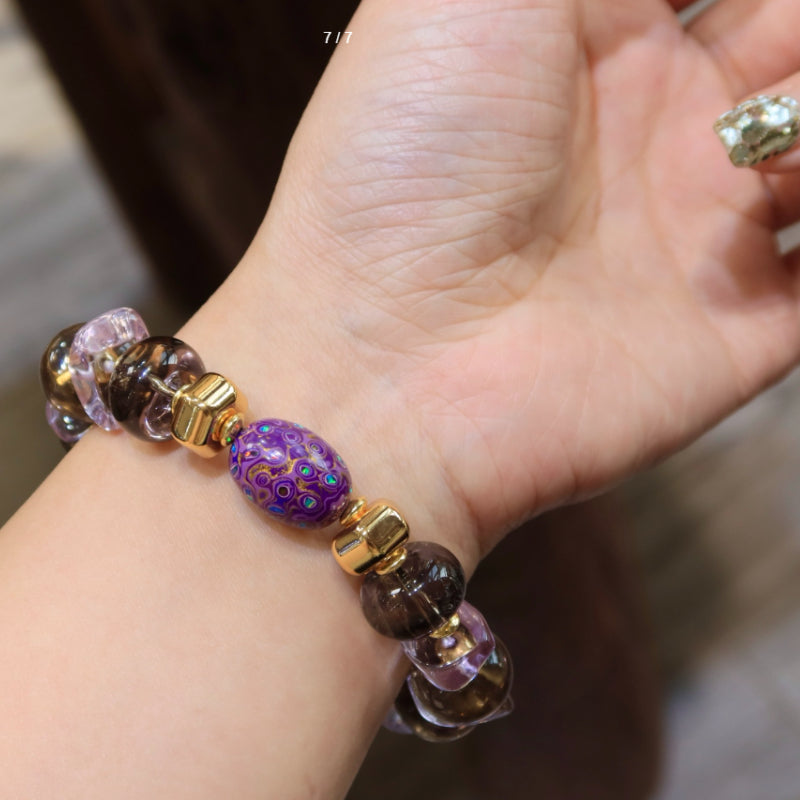 Natural Uruguayan Amethyst Ice Sugar Freeform Bracelet