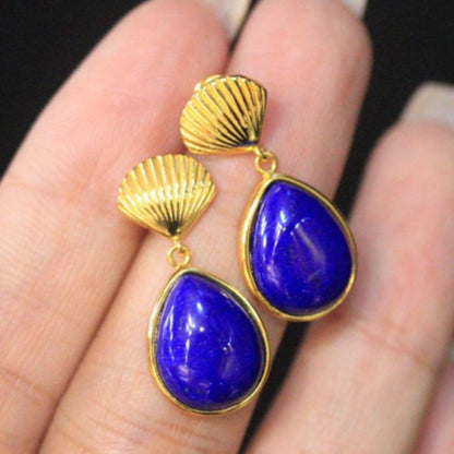 Natural Lapis Lazuli Drop Earrings