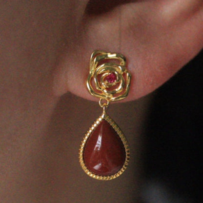Natural Nanhong Agate Earrings