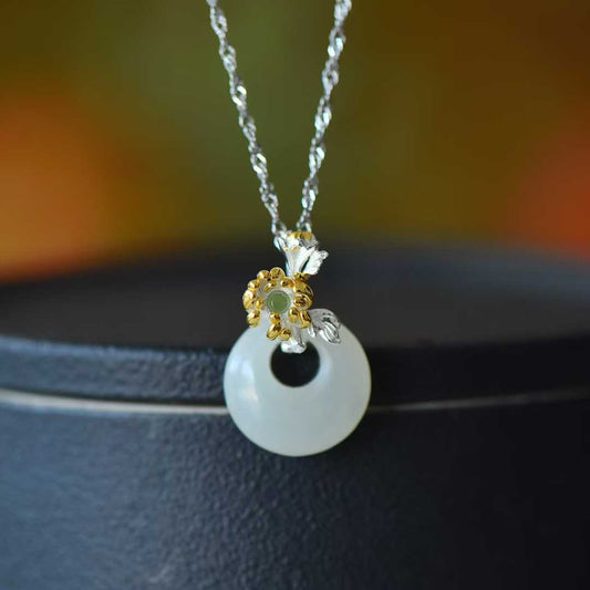 925 silver Hetian nephrite September Chrysanthemum Twelve Flower Gods jewelry set - complete collection"