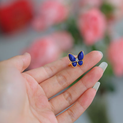 Natural Lapis Lazuli Butterfly Ring