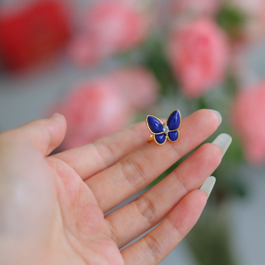 Natural Lapis Lazuli Butterfly Ring