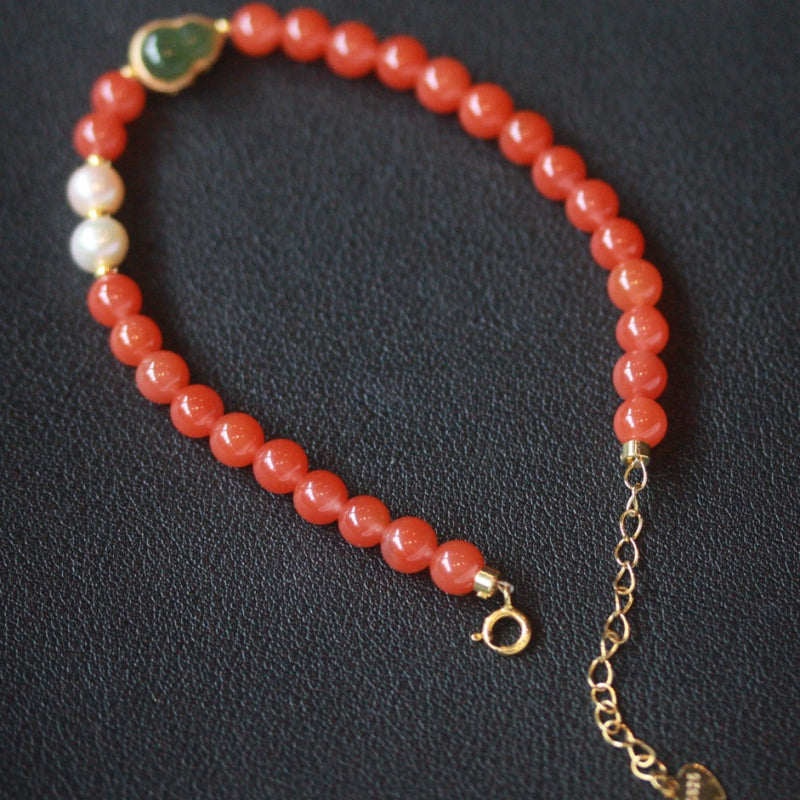 Natural Sichuan Nanhong Agate Bracelet