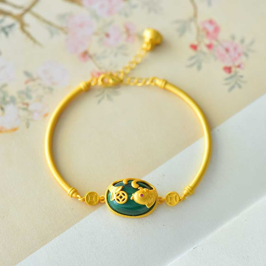 925 sterling silver Hetian jade bracelet with two butterflies flying together design