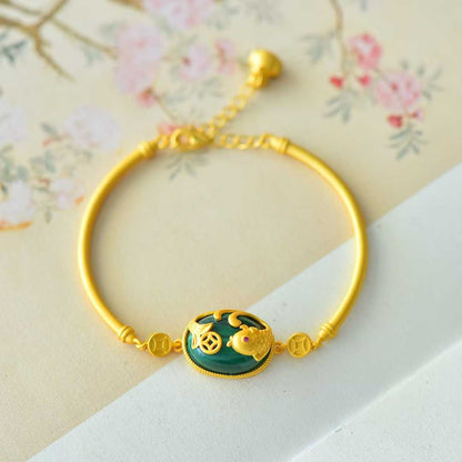 925 sterling silver Hetian jade bracelet with two butterflies flying together design