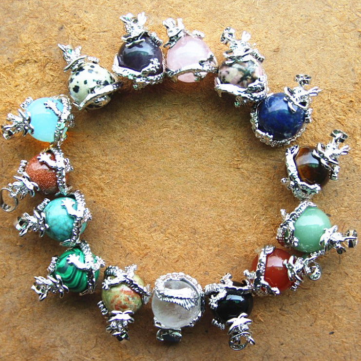 National trend crystal dragon ball rhodonite pendant