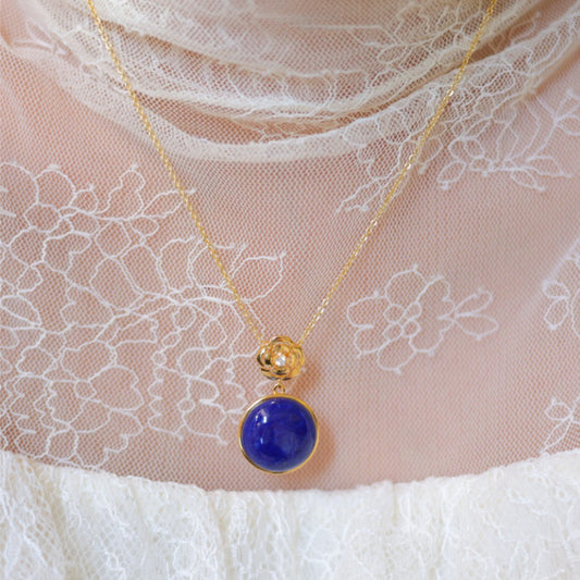 Natural Lapis Lazuli Piaget Flower Pendant
