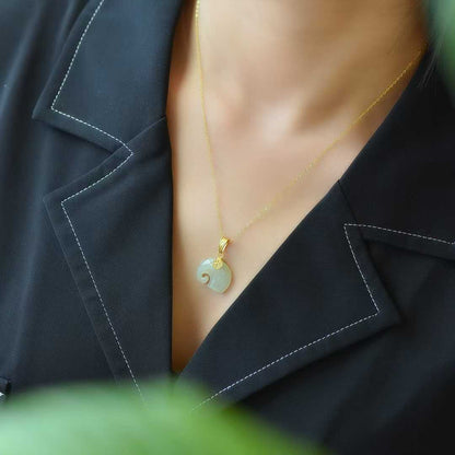 925 Silver-Inlaid Hetian Jade Pendant with "Auspicious Elephant" Design