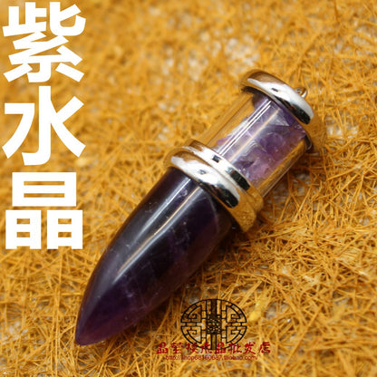 European and American Amethyst Bullet Pendant Necklace