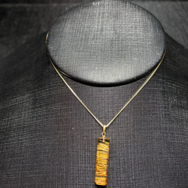 Natural Copper Rutilated Quartz Safety Plaque Collarbone Necklace