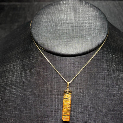 Natural Copper Rutilated Quartz Safety Plaque Collarbone Necklace