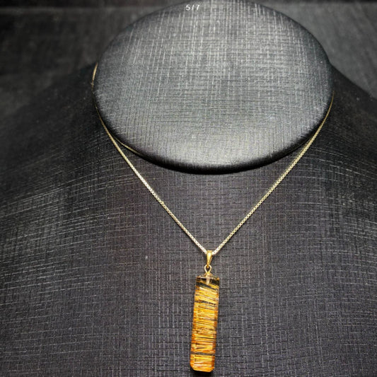 Natural Copper Rutilated Quartz Safety Plaque Collarbone Necklace