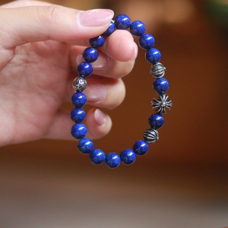 8mm Lapis Lazuli Chrome Hearts Style Bracelet