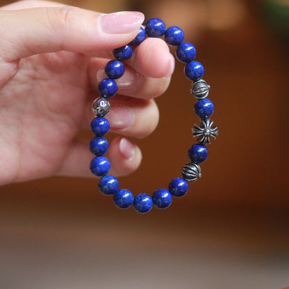 8mm Lapis Lazuli Chrome Hearts Style Bracelet