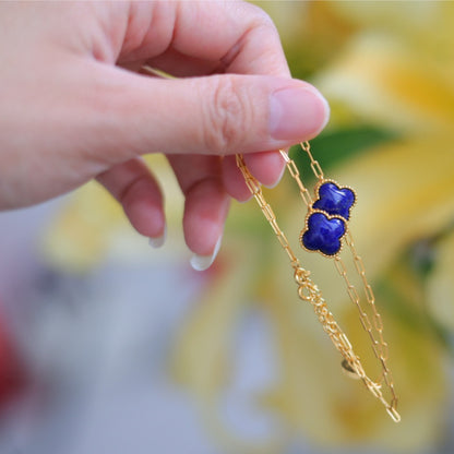 Natural Lapis Lazuli Four-Leaf Clover Bracelet