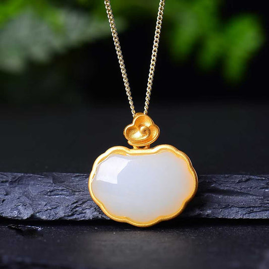 925 silver inlaid Hetian nephrite jewelry set - minimalist oriental elegance collection