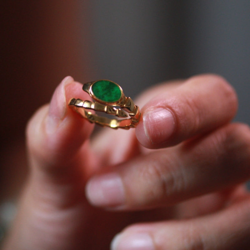 Natural Burmese Jadeite Snake Ring