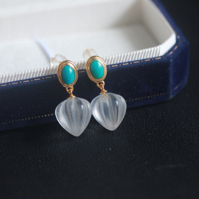 Natural Turquoise and Clear Quartz Earrings
