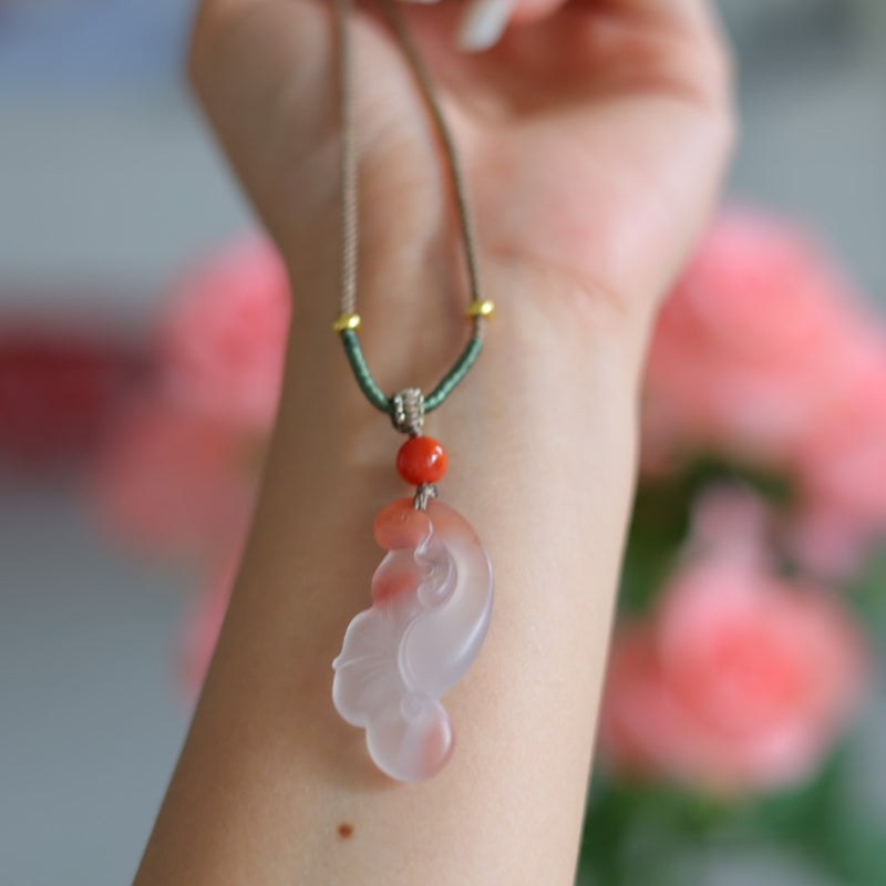 Natural Nanhong Agate Ruyi Pendant