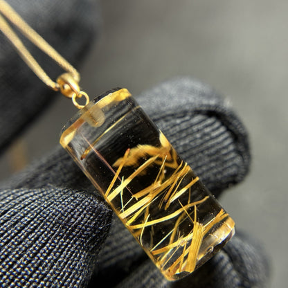Natural Rutilated Quartz Cylinder Collarbone Necklace
