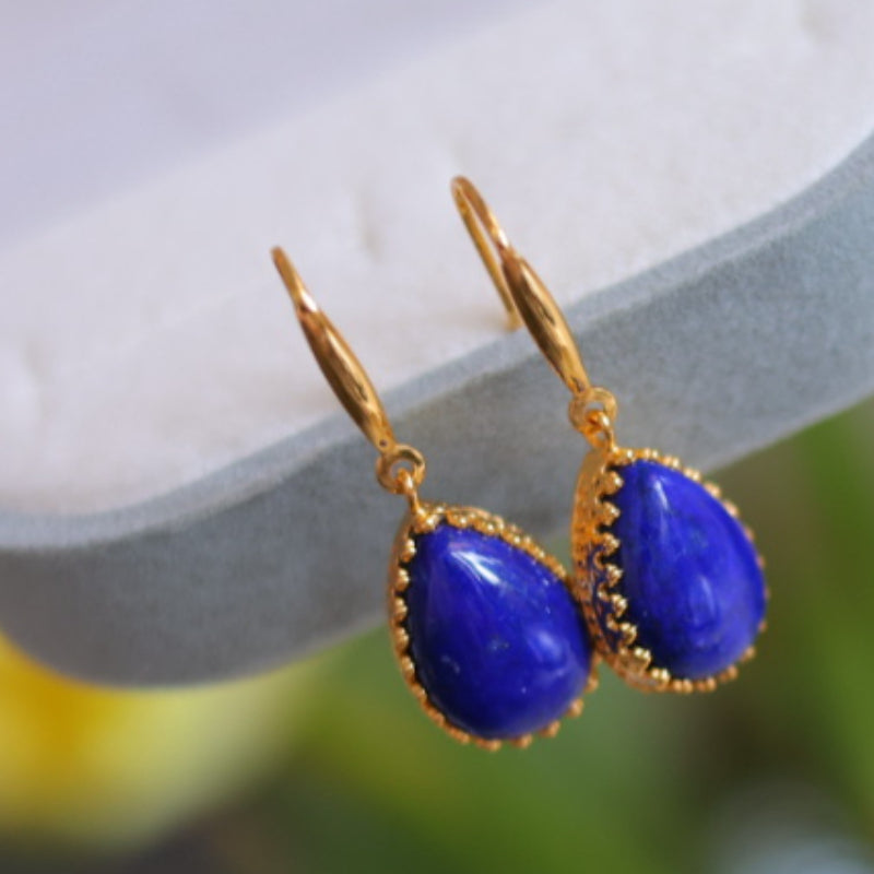 Natural Lapis Lazuli Teardrop Earrings
