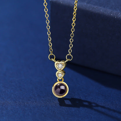 Photo Projection Zircon Heart-shaped Necklace