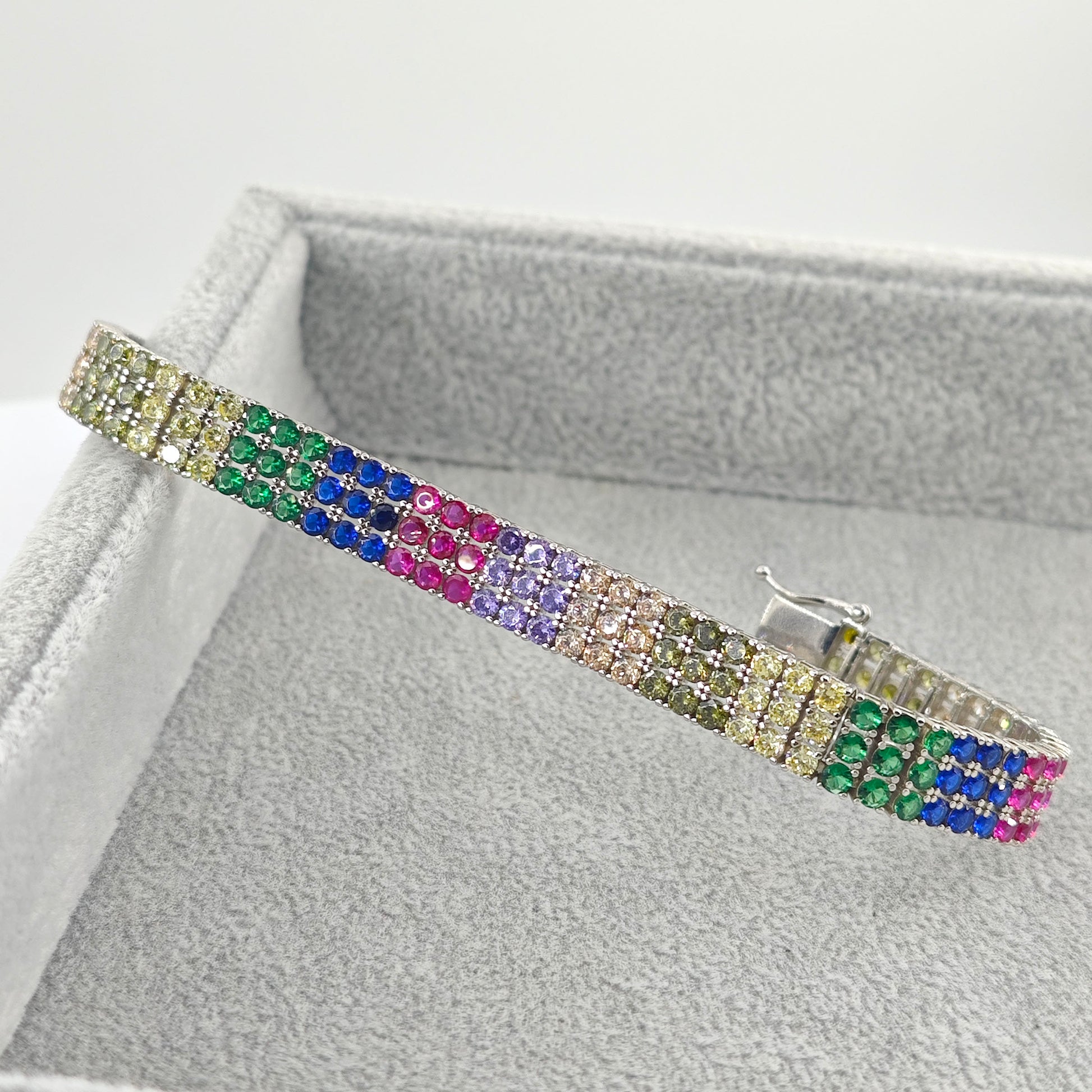 Lucky Rainbow Sparkling Zirconia Multi-Row Bracelet✨幸运彩虹闪耀锆石多排手链✨ - jewelryweilin