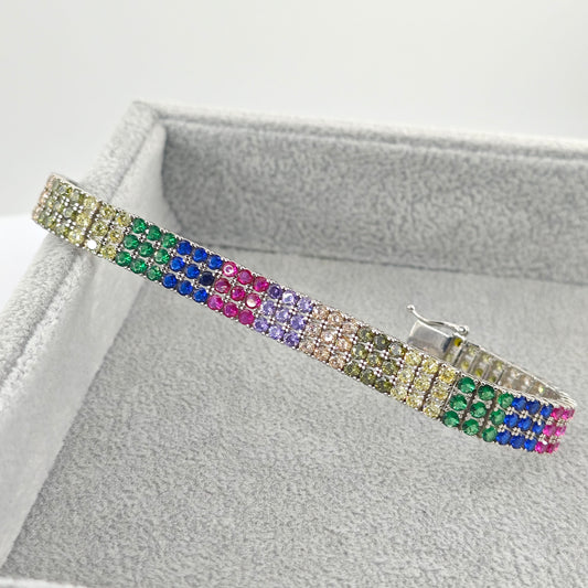 Lucky Rainbow Sparkling Zirconia Multi-Row Bracelet✨幸运彩虹闪耀锆石多排手链✨ - jewelryweilin
