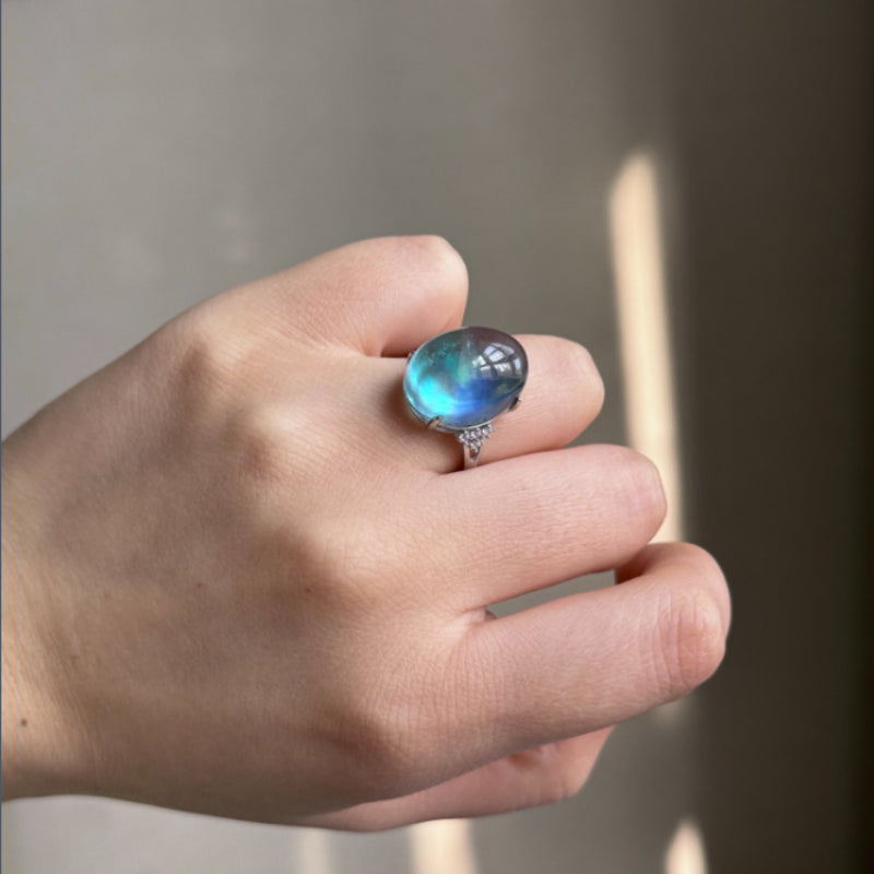 Natural Aquamarine Cabochon Ring