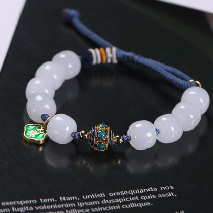 Natural Hetian Jade Braided Rope Bracelet