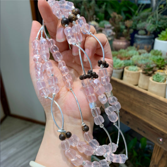 Pink Bubble Rose Quartz Free-Form Bracelet