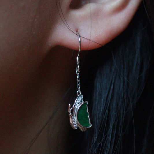 Natural Myanmar Jadeite Butterfly Earrings