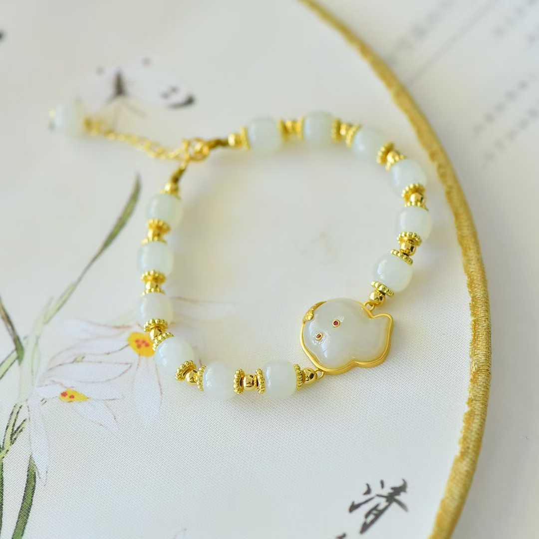 925 Silver Inlaid Hetian Nephrite "Spiritual Snake & Fortune Activation" Bracelet