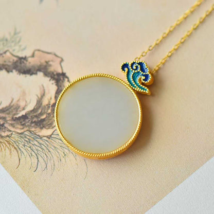 925 Silver Inlaid Nephrite "Niannian Youyu" Pendant