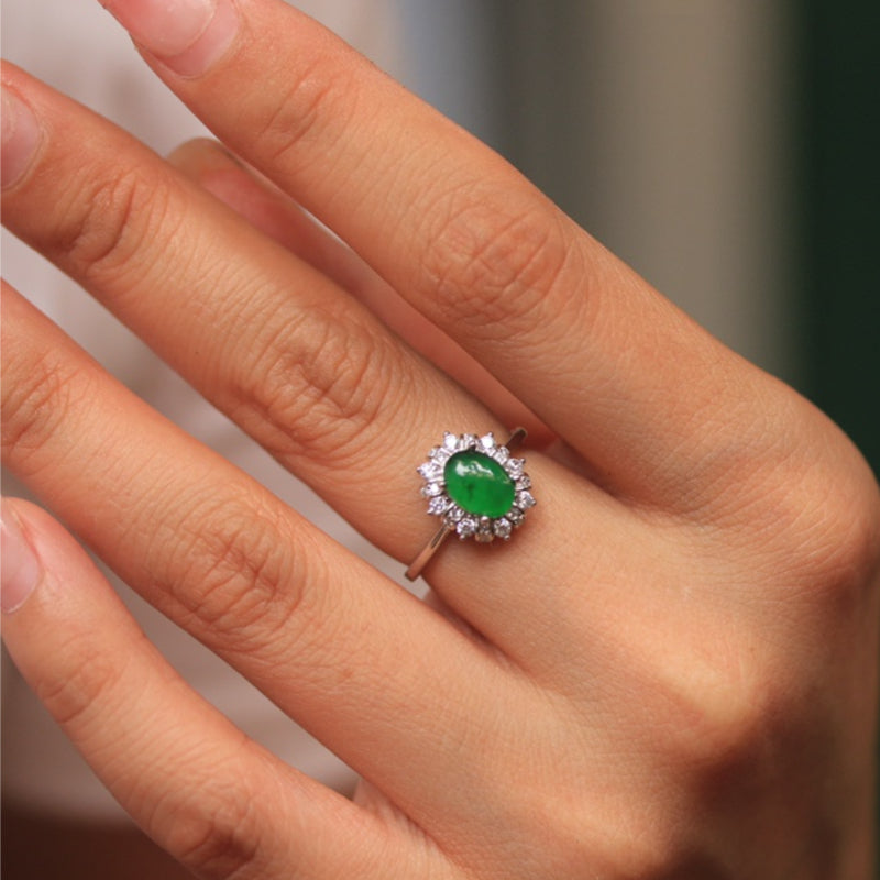 Natural Jadeite Ring · 6×8mm