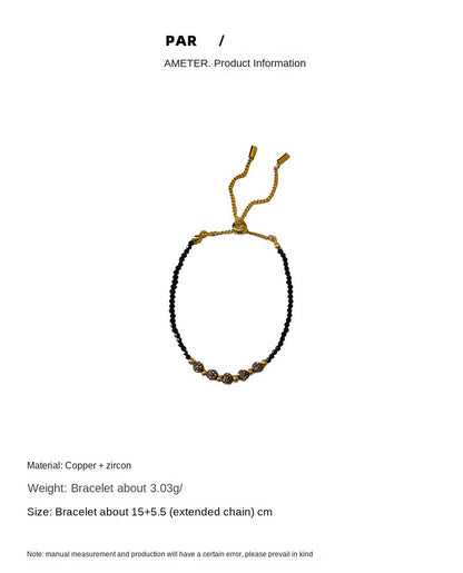 Gypsophila inlaid with zircon beaded bracelet - jewelryweilin